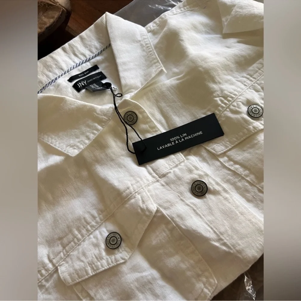 🎉LAST PIECE🎉JONES‎ NEW YORK Plus Linen Jean Jacket With Metal Trims